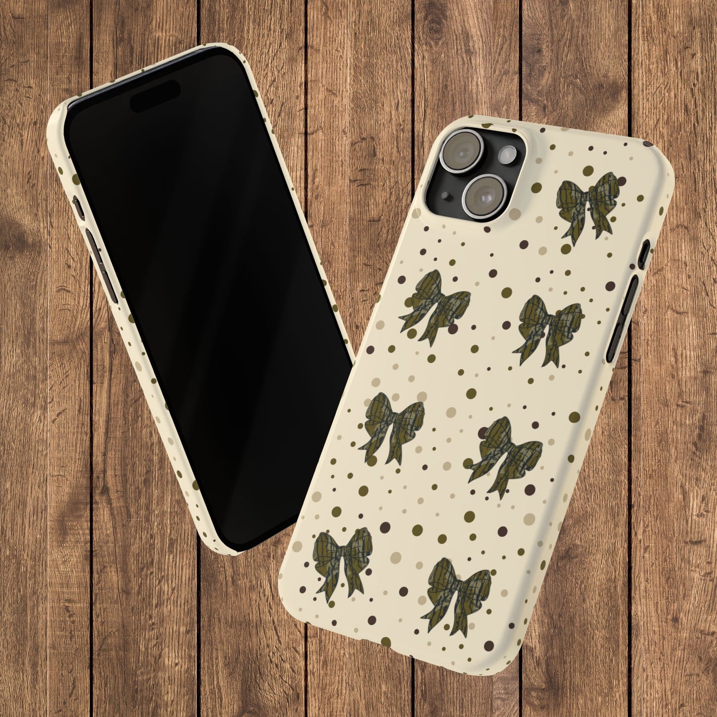 Bottomland Camouflage Coquette Bows & Polka Dot Slim IPhone Case