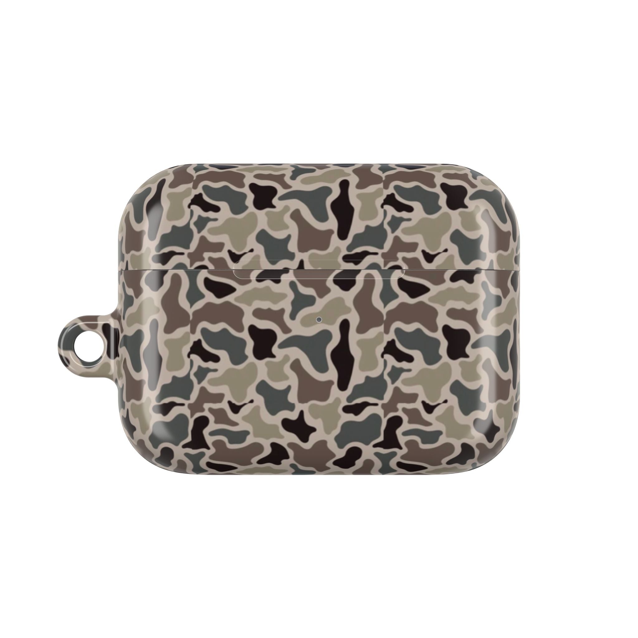 Vintage Duck Camo AirPods Case Cover, Retro Hunting Camouflage Hard Shell Protective Skin with Keychain for Apple AirPods