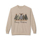 Cowboy Camouflage Merry Christmas Trees Fleece Crewneck Sweatshirt