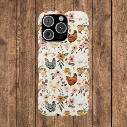 Charming Floral Chicken Slim iPhone Case
