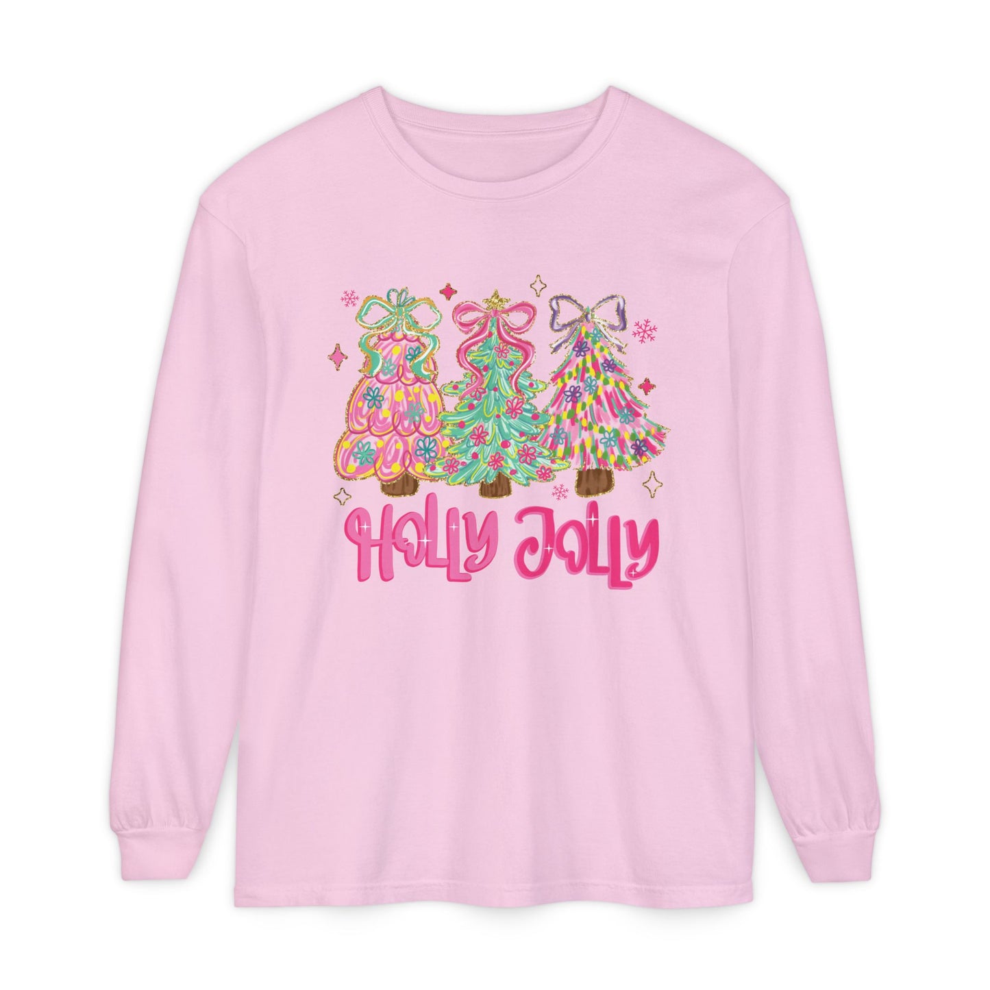 Holly Jolly Sparkle Festive Long Sleeve Graphic T-Shirt