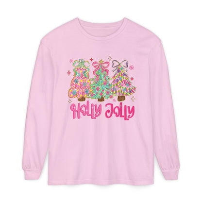 Holly Jolly Sparkle Festive Long Sleeve Graphic T-Shirt