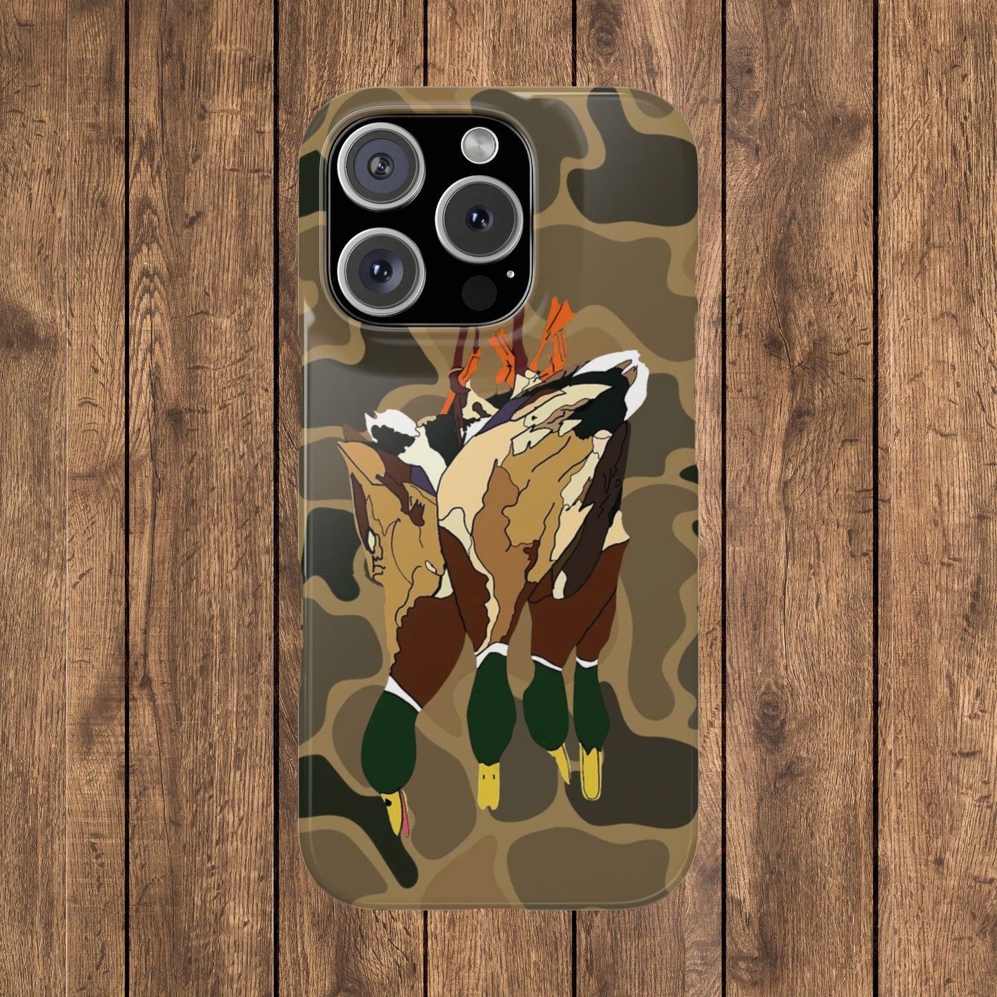 Old Skool Camouflage Mallard Duck Hanging Hunting Slim iPhone Case