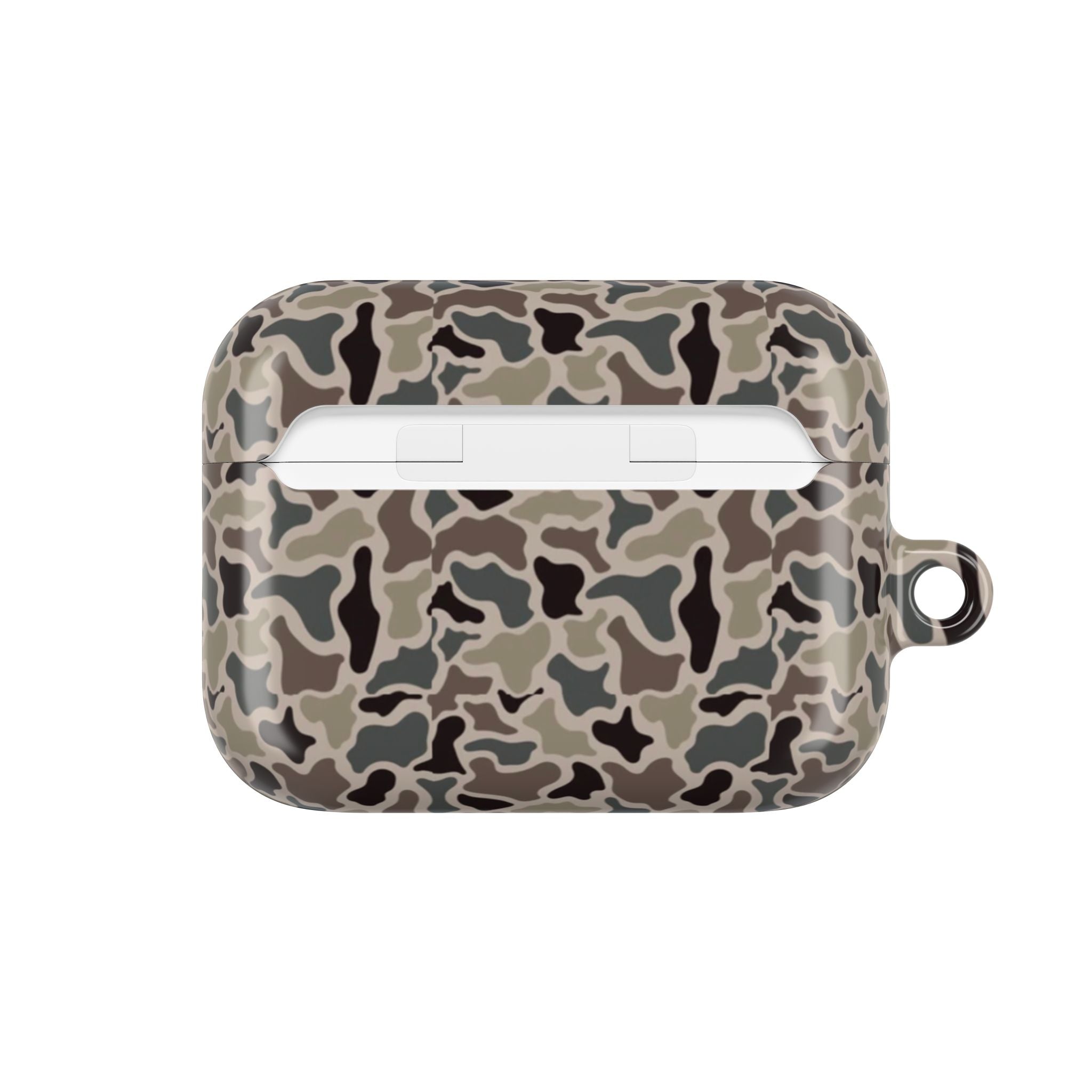 Vintage Duck Camo AirPods Case Cover, Retro Hunting Camouflage Hard Shell Protective Skin with Keychain for Apple AirPods