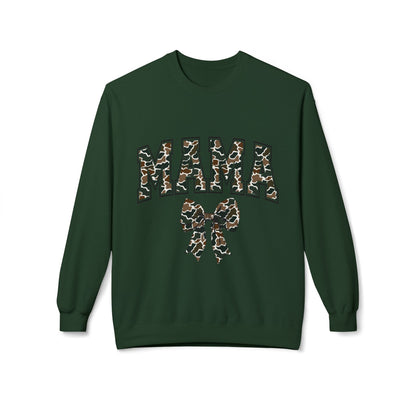 Mama Old Camo Bow Coquette Women's Crewneck Sweatshirt