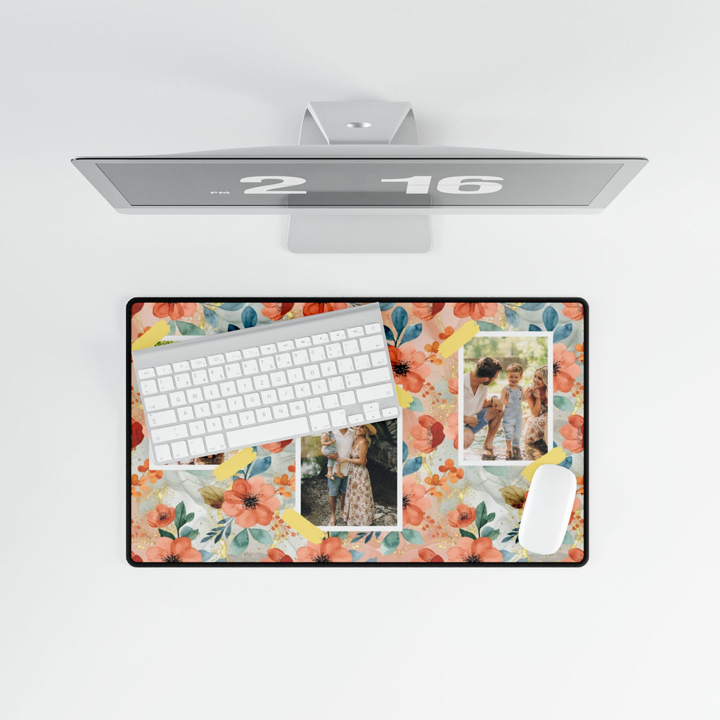Coral Petals & Keepsakes Personalized Photo Polyester Office Desk Pad