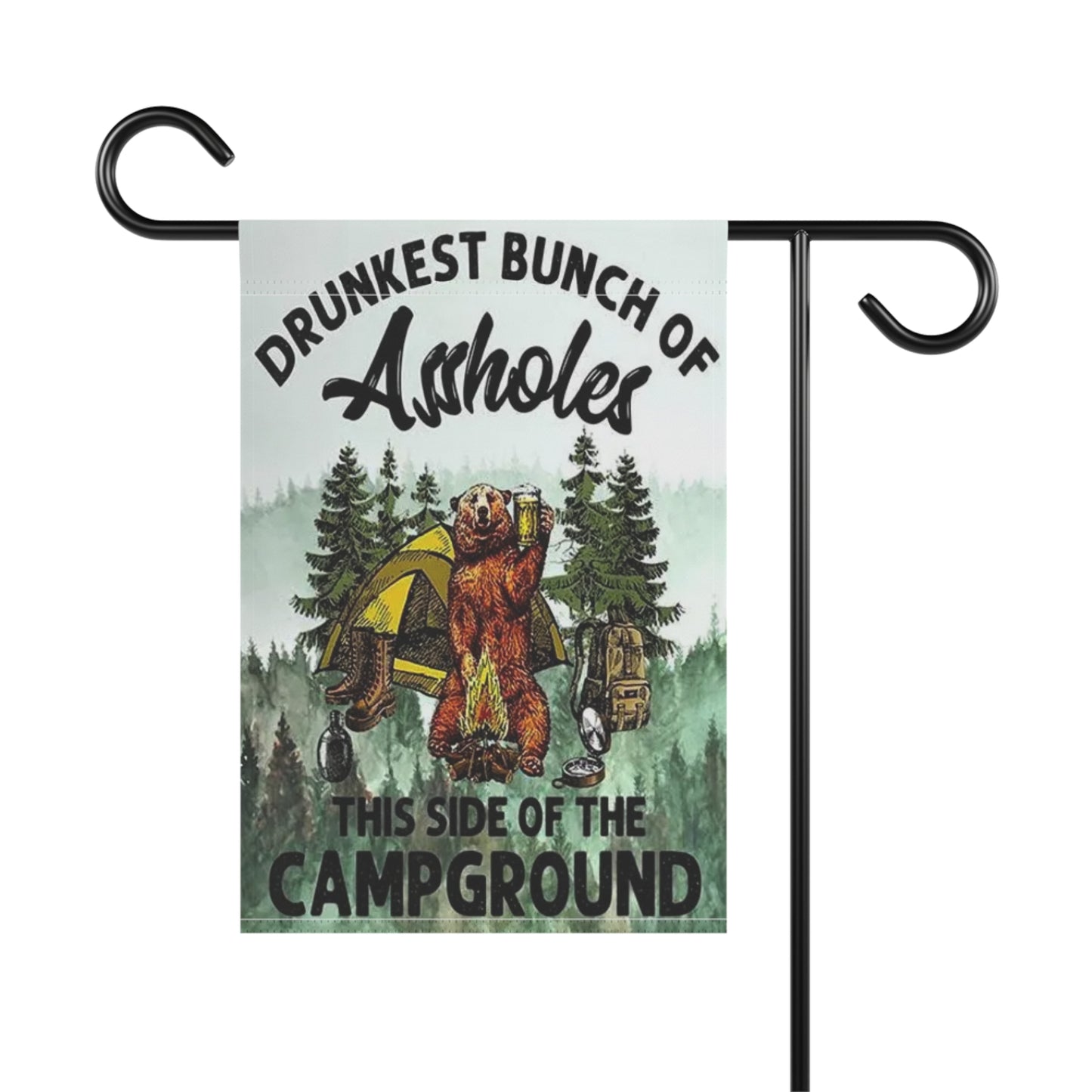 Rustic Camping Garden Banner, Funny Bear Outdoor Decor, Campground Sign, Unique Home and Garden Gift, Outdoor Party Decoration