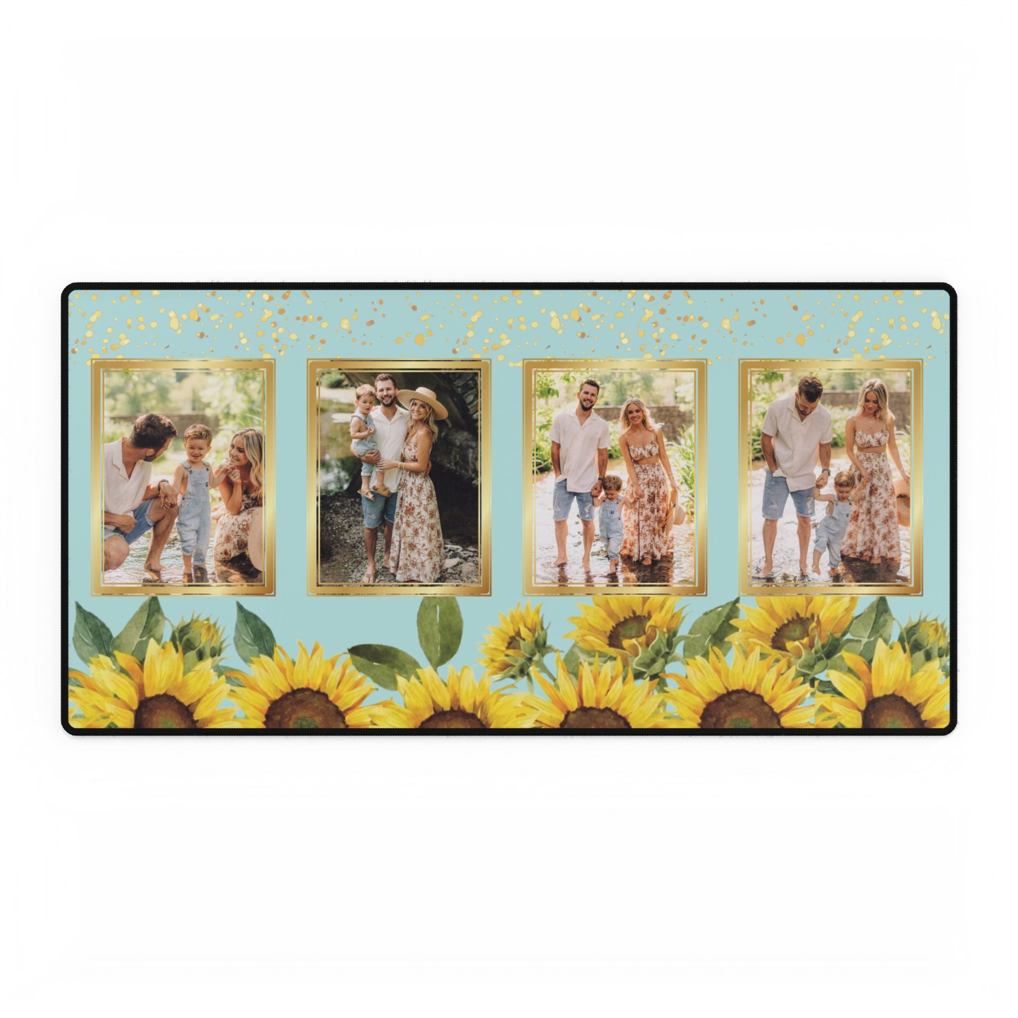 Sunflower Sparkle Personalized Photo Polyester Office Desk Pad