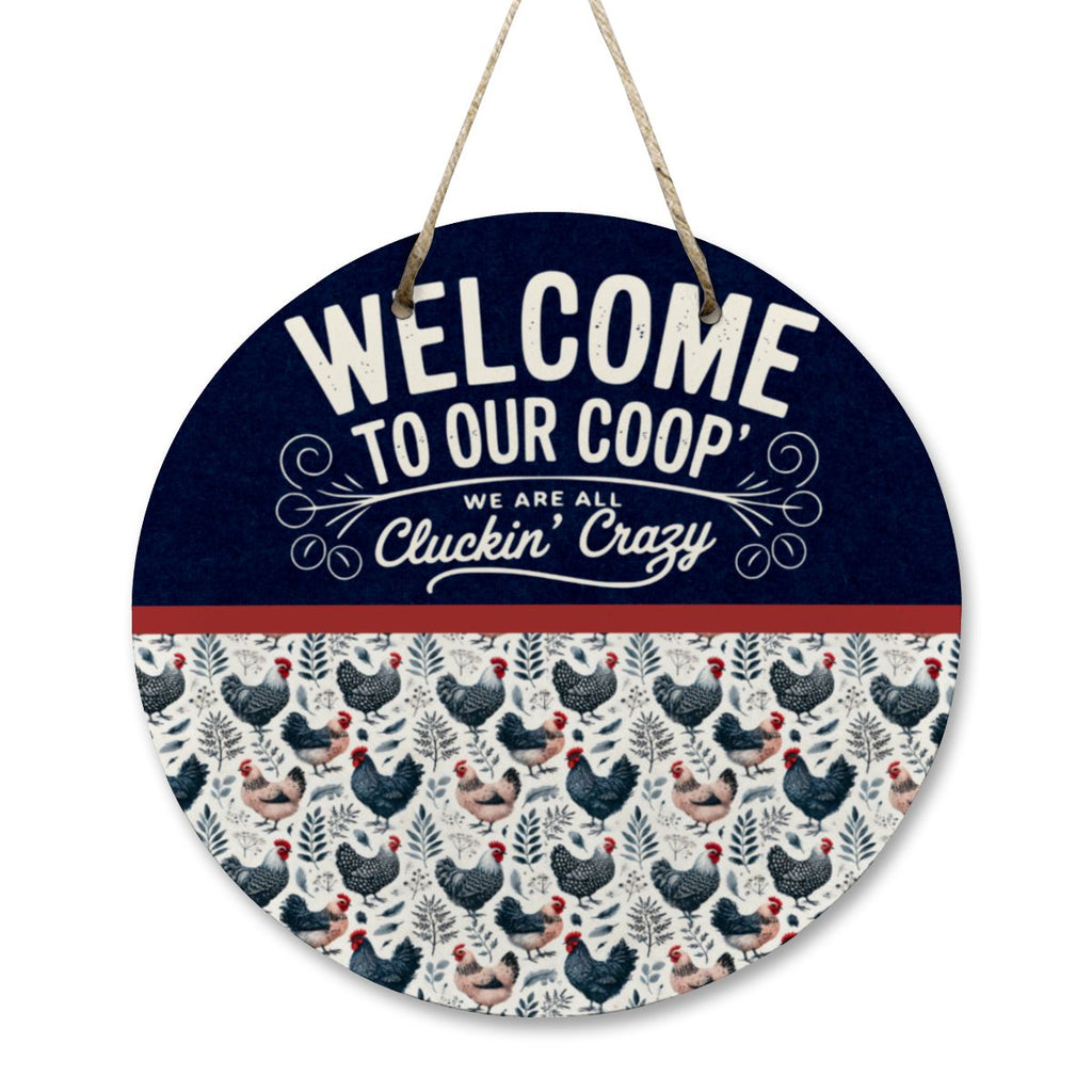 Rustic Chicken Coop Wooden Door Sign – Cluckin’ Crazy Farmhouse Décor