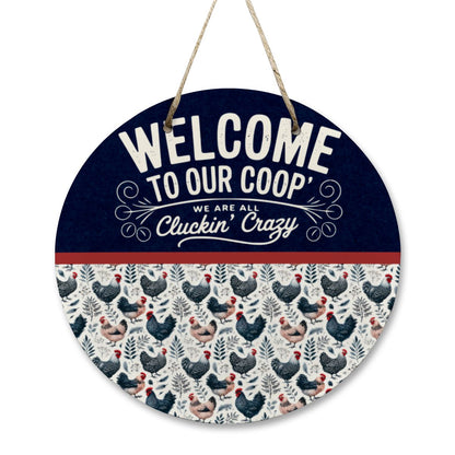 Rustic Chicken Coop Wooden Door Sign – Cluckin’ Crazy Farmhouse Décor