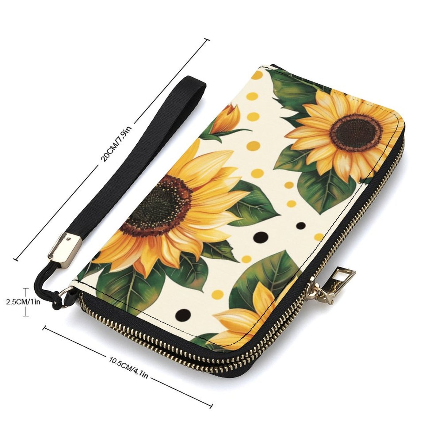 Golden Bloom Sunflower Vertical Wristlet Wallet
