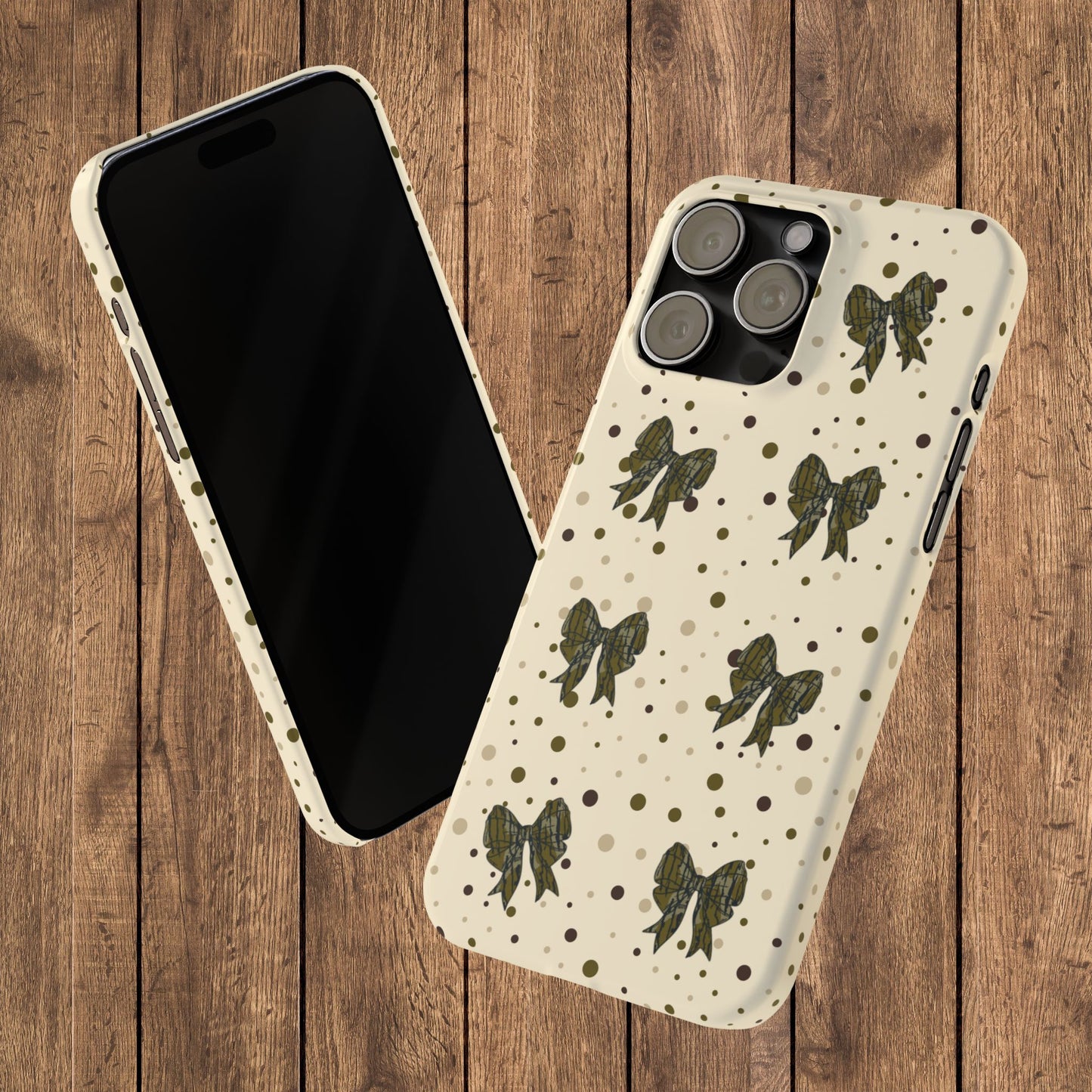 Bottomland Camouflage Coquette Bows & Polka Dot Slim IPhone Case
