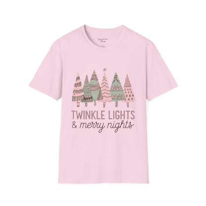 Twinkle Lights & Merry Nights Christmas Graphic T-Shirt