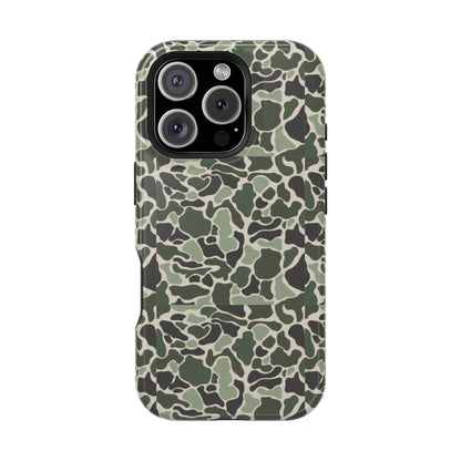 Green Old School Camo Tough Magnetic iPhone Case