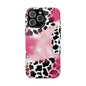 Pink Watercolor Cow Print Blend iPhone Tough Phone Case