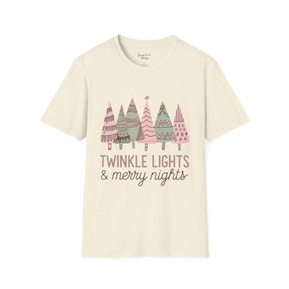 Twinkle Lights & Merry Nights Christmas Graphic T-Shirt