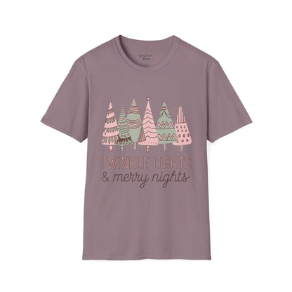 Twinkle Lights & Merry Nights Christmas Graphic T-Shirt