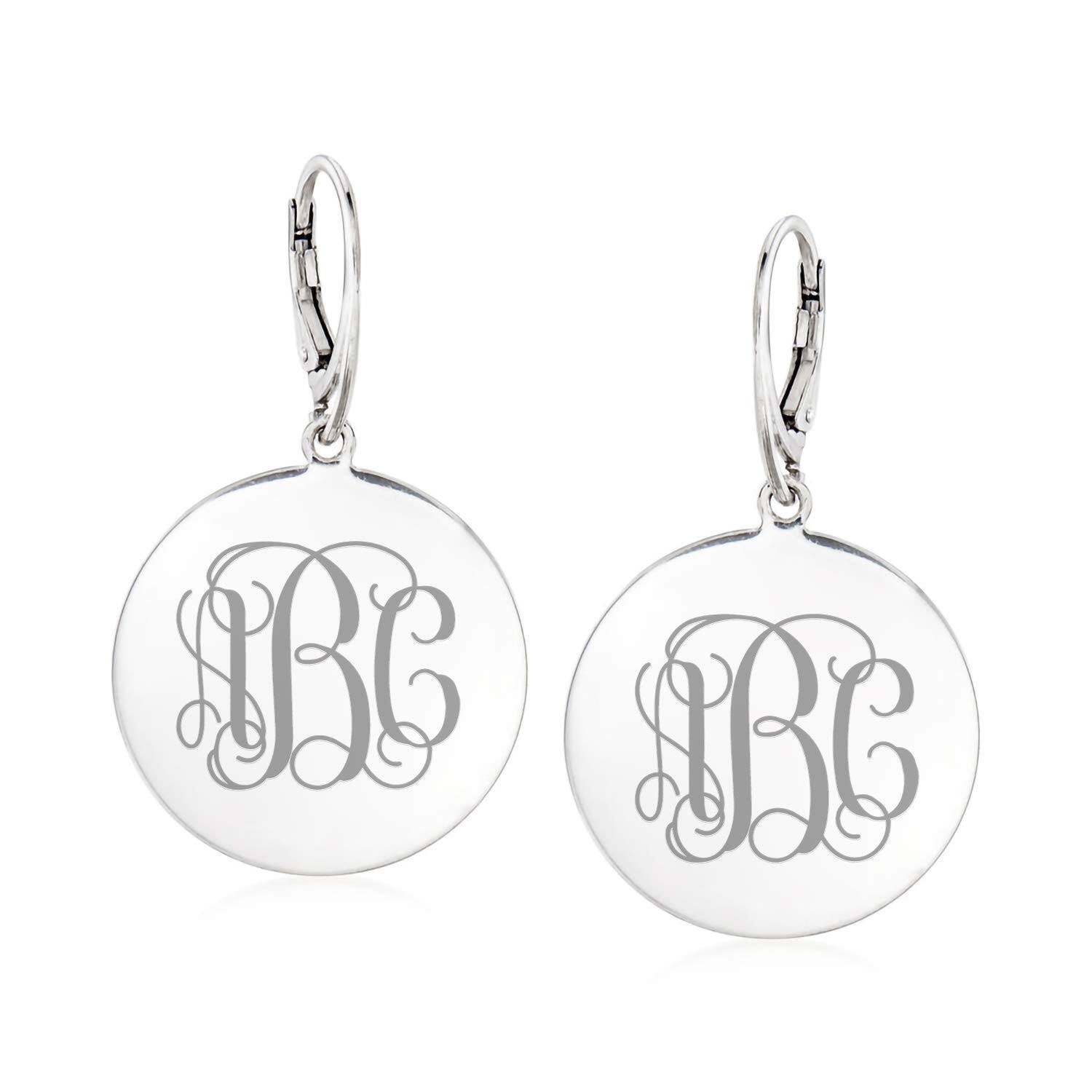 Sterling Silver Monogram Disc Dangle Earrings