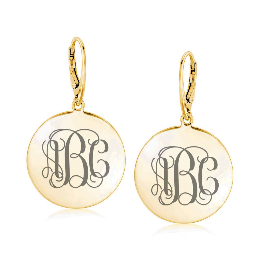 Sterling Silver Monogram Disc Dangle Earrings