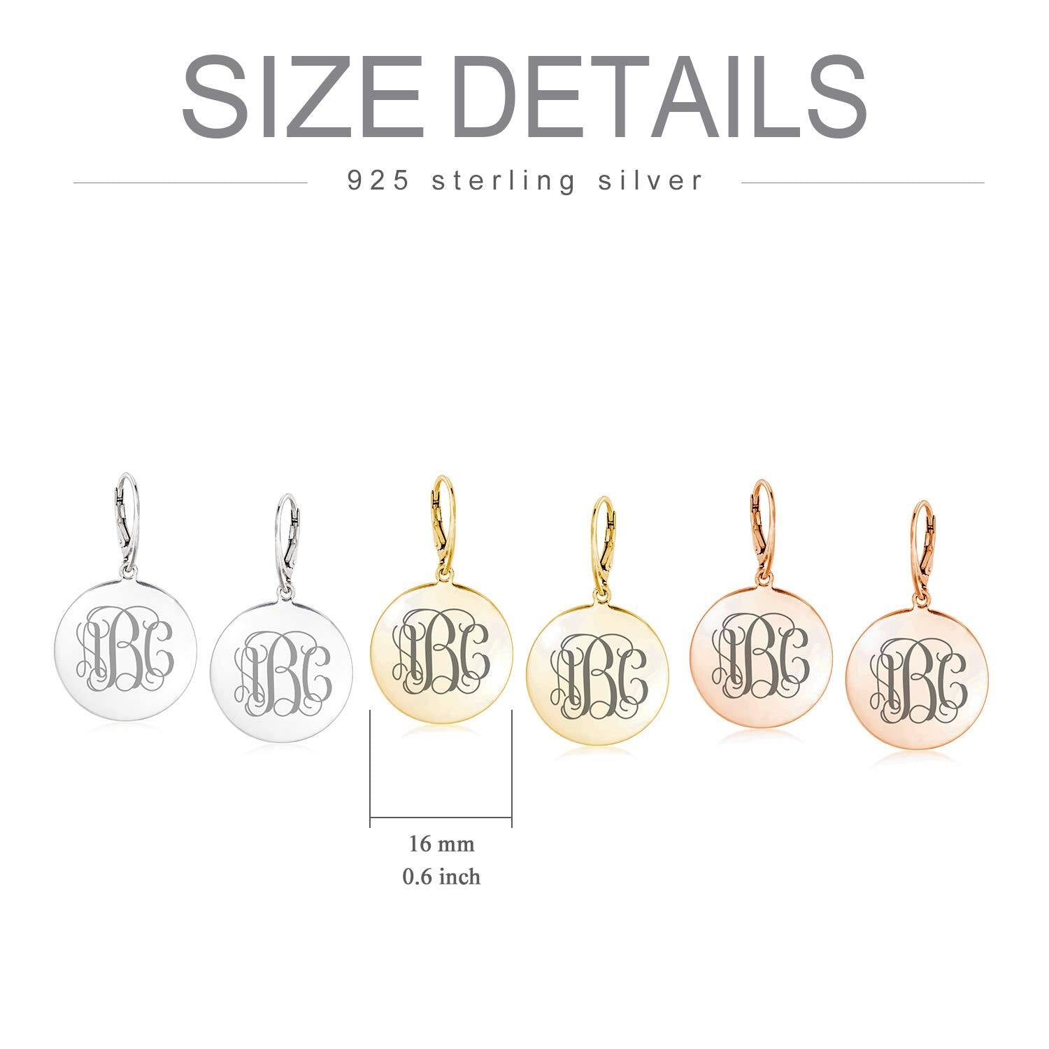 Sterling Silver Monogram Disc Dangle Earrings