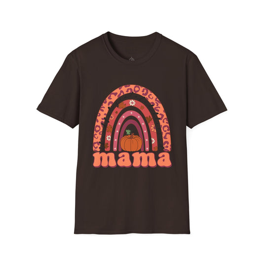 Mama Fall Pumpkin Rainbow T-Shirt, Women's Graphic Tee, Unisex Shirt, Softstyle Tee, Fall Pumpkin Shirt