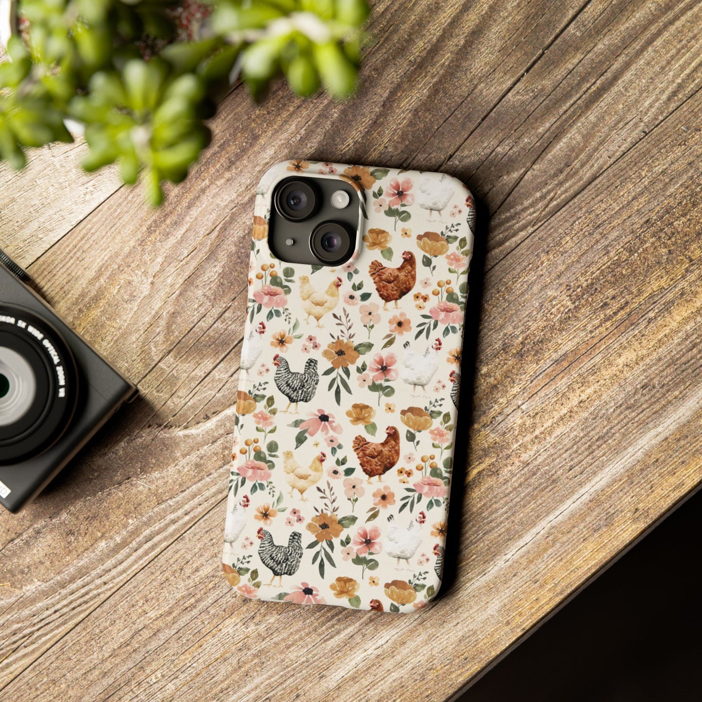 Charming Floral Chicken Slim iPhone Case