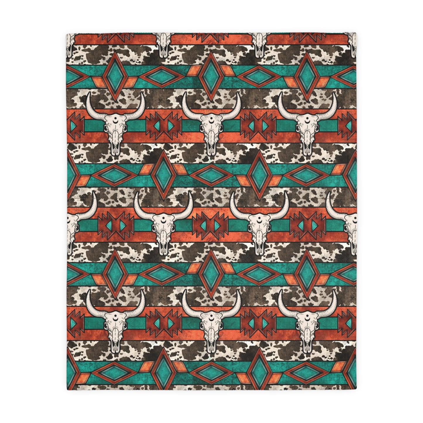 Cowhide Canyon Skull Throw Fleece Throw Blanket (Two size Options)