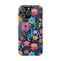 Midnight Garden Navy Bright Floral Slim iPhone Case