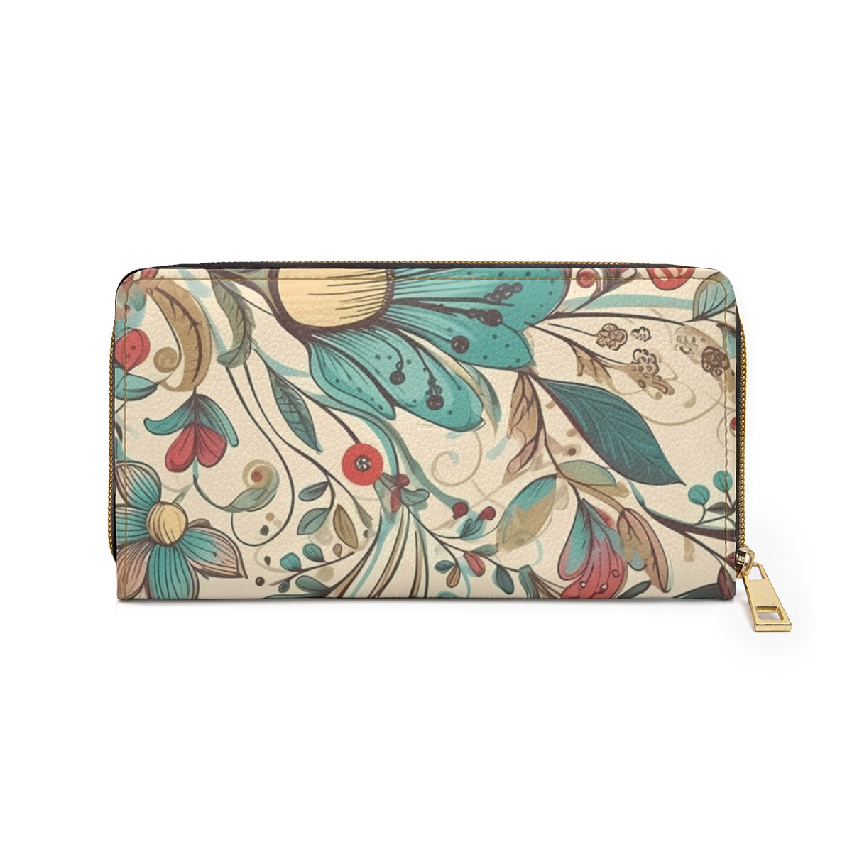 Boho Rustic Floral Womens Zipper Wallet