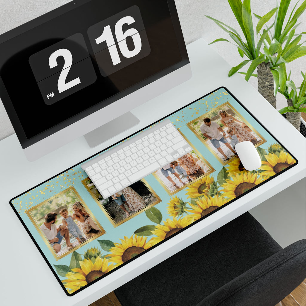 Sunflower Sparkle Personalized Photo Polyester Office Desk Pad
