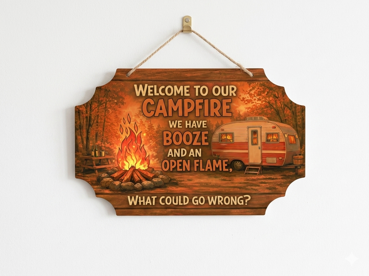 Funny Camping Aluminum Signs | 10" Hanging Camper Decor, Choose From 3 Styles