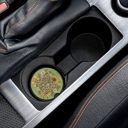 Sunflower Mama Leopard Car Coasters – 2 Pack
