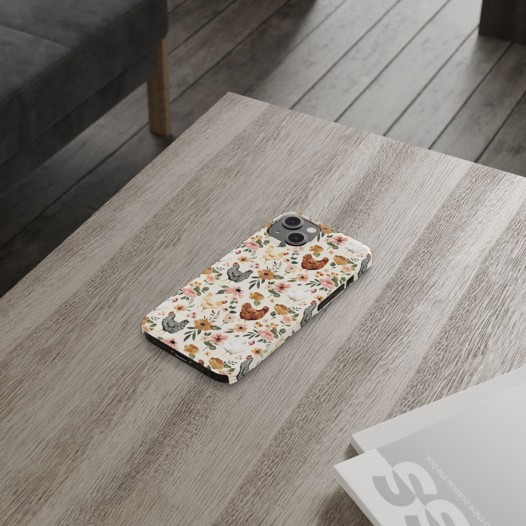 Charming Floral Chicken Slim iPhone Case