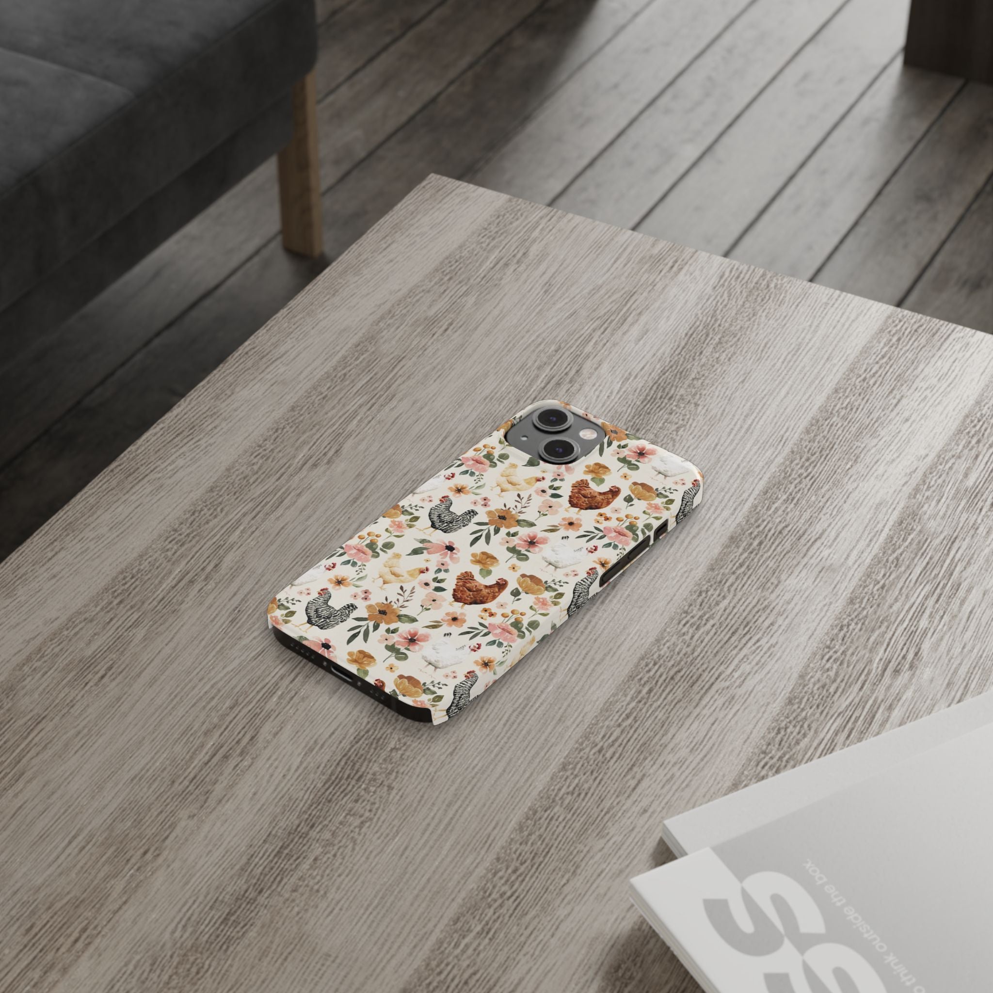 Charming Floral Chicken Slim iPhone Case