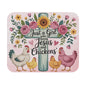 Rustic Floral Cross Mouse Pad Country Girl Faith and Chickens