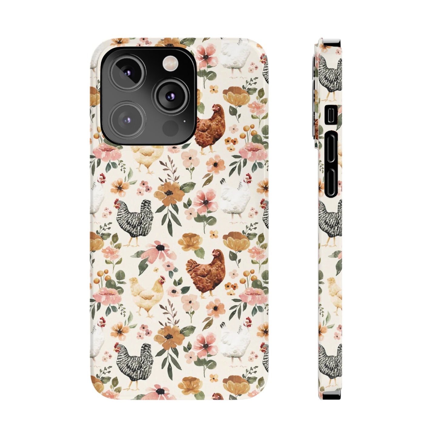 Charming Floral Chicken Slim iPhone Case