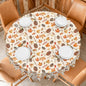 Fallen Leaves and Fir Cones Round Tablecloth with Wavy Edge 60"
