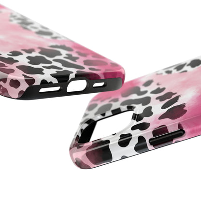 Pink Watercolor Cow Print Blend iPhone Tough Phone Case