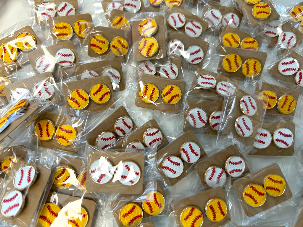 Baseball + Softball Leather Stud Earrings