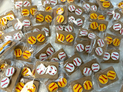 Baseball + Softball Leather Stud Earrings