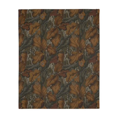 Fall Foliage Camouflage Fleece Throw Blanket (Two size Options)