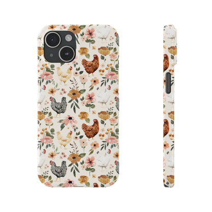 Charming Floral Chicken Slim iPhone Case