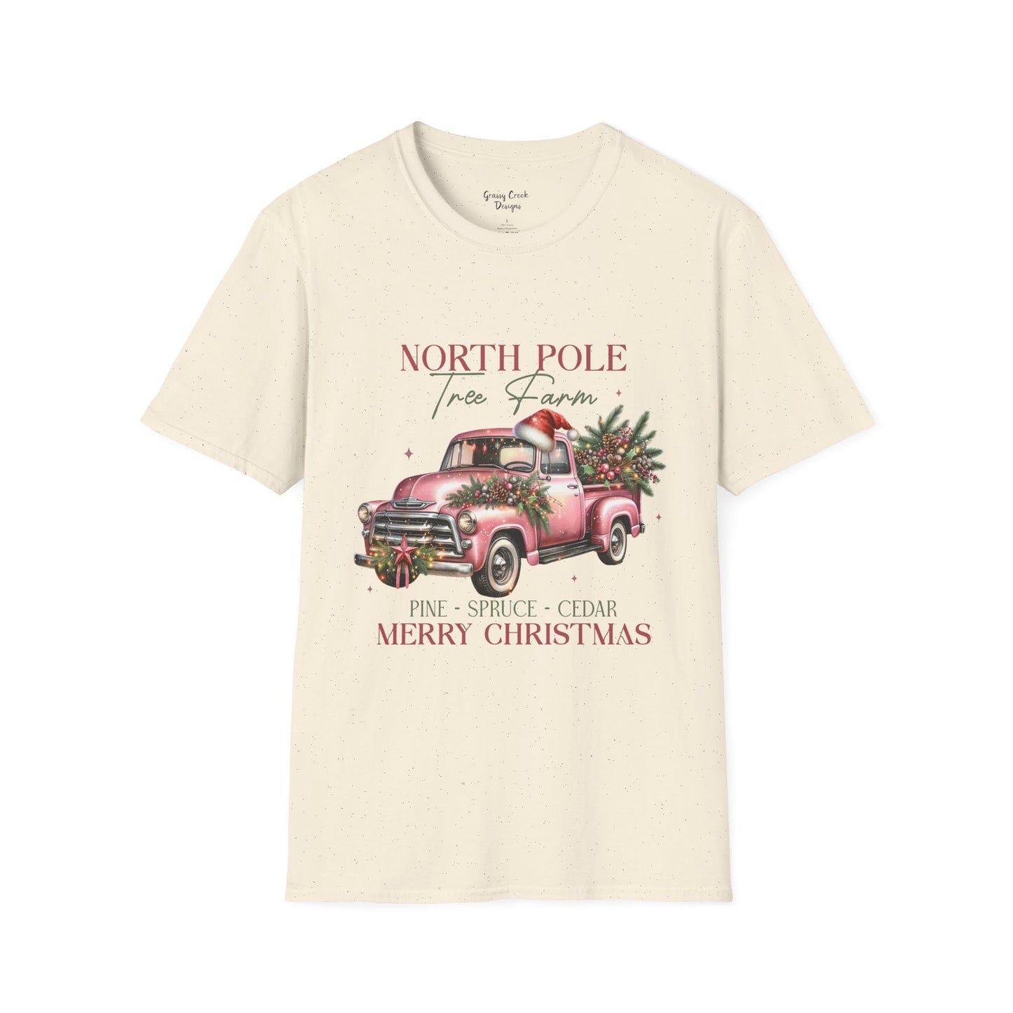 North Pole Tree Farm Vintage Truck Christmas Women’s Graphic T-Shirt