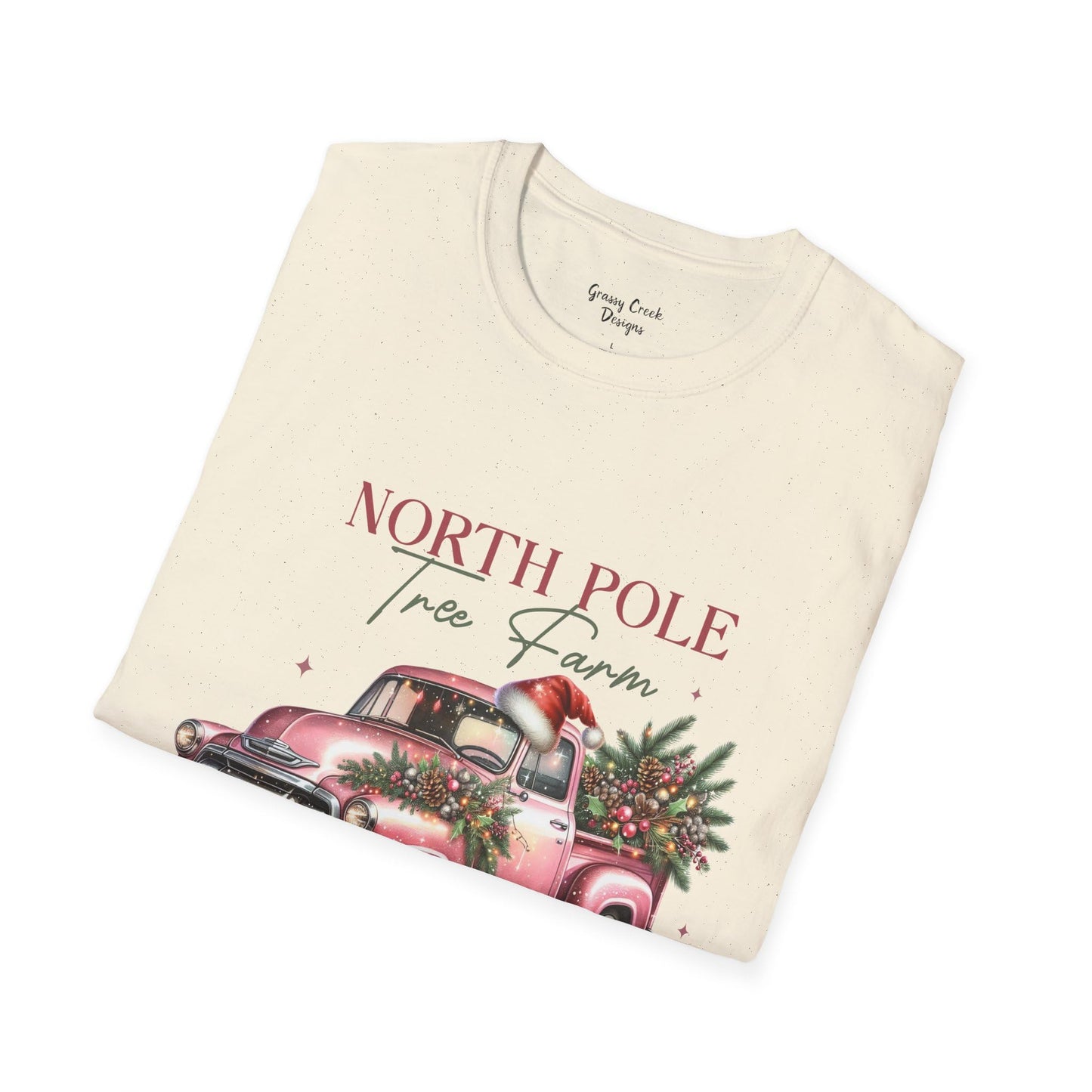 North Pole Tree Farm Vintage Truck Christmas Women’s Graphic T-Shirt