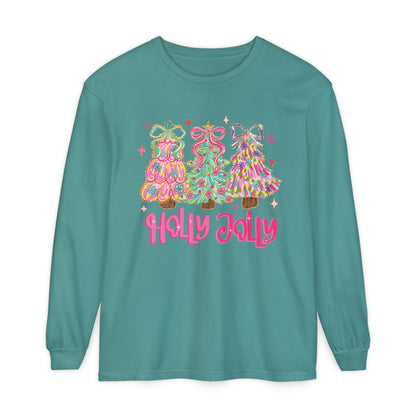 Holly Jolly Sparkle Festive Long Sleeve Graphic T-Shirt