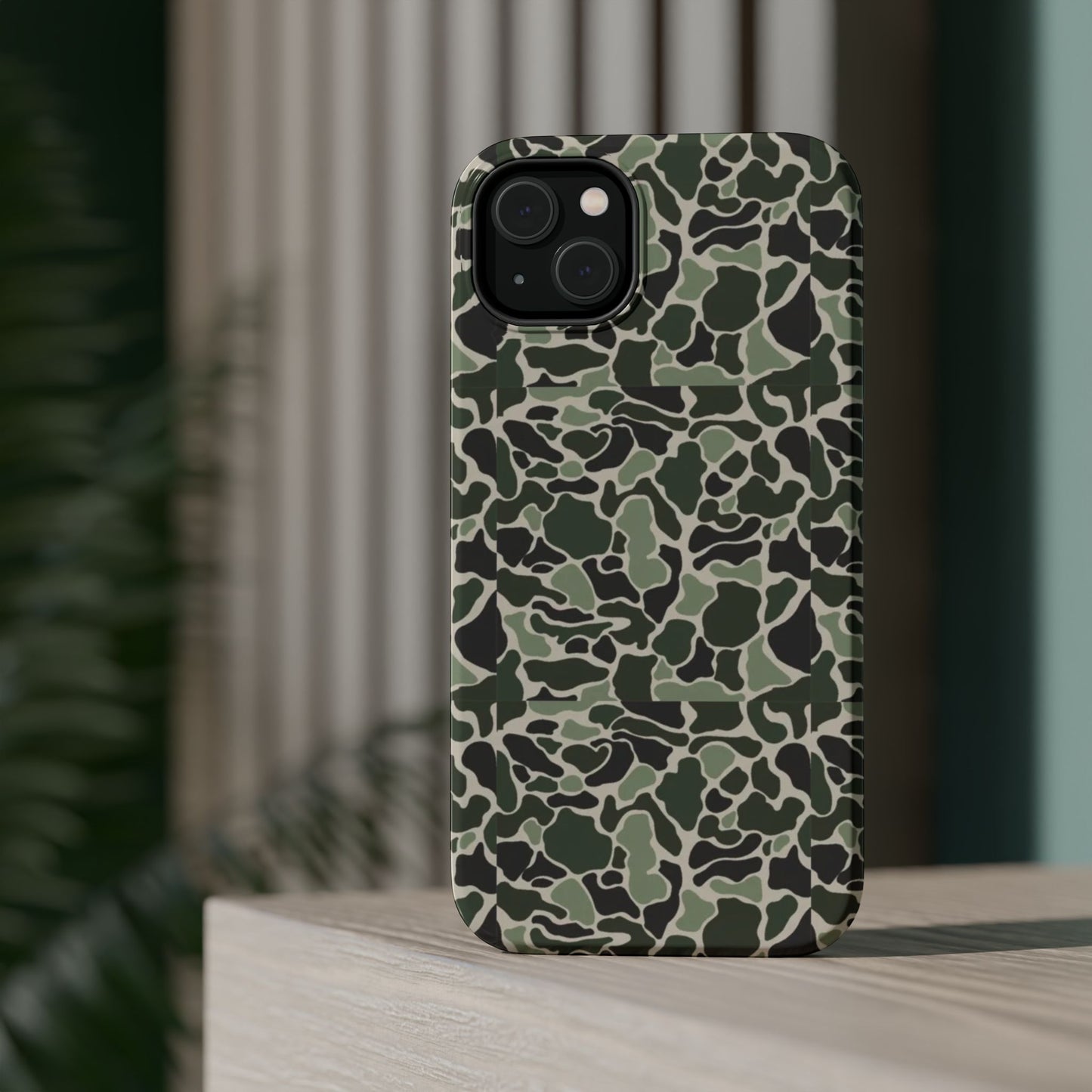 Green Old School Camo Tough Magnetic iPhone Case