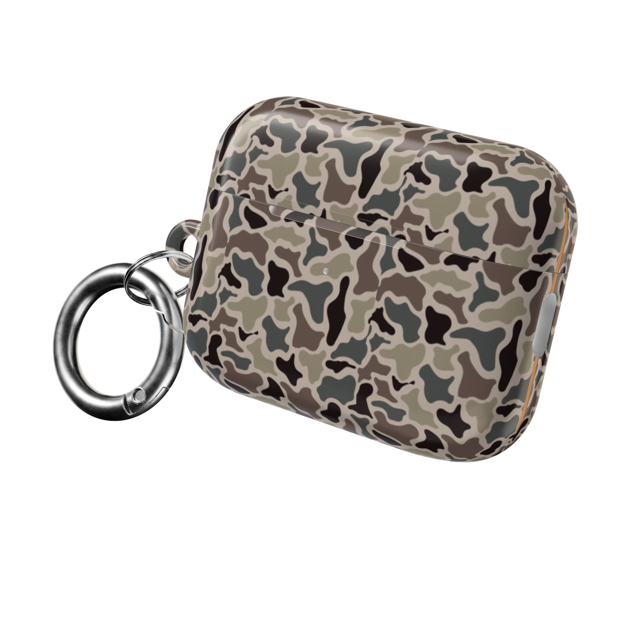 Vintage Duck Camo AirPods Case Cover, Retro Hunting Camouflage Hard Shell Protective Skin with Keychain for Apple AirPods