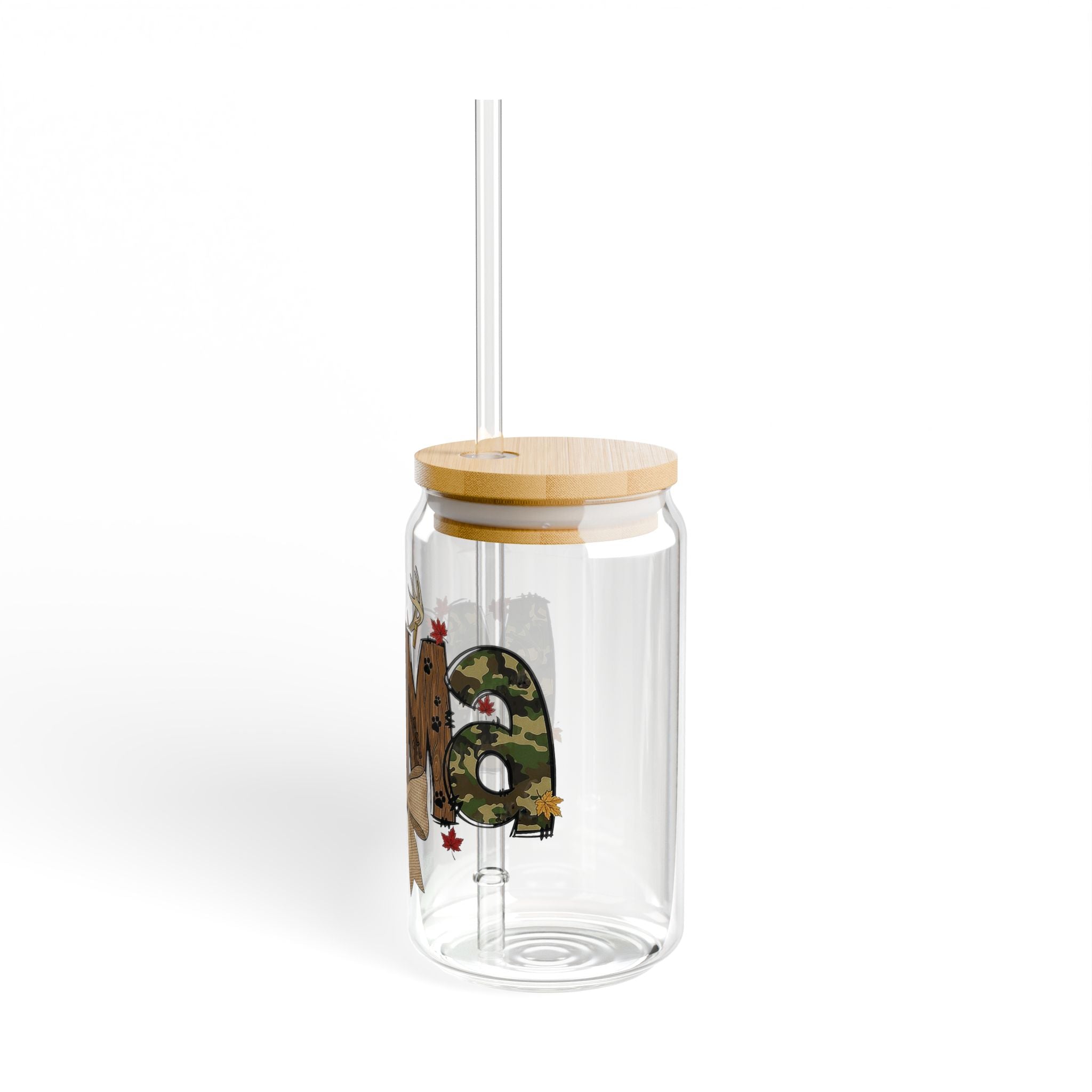 Outdoorsy Mama 16oz Glass Can Tumbler with Lid & Reusable Straw