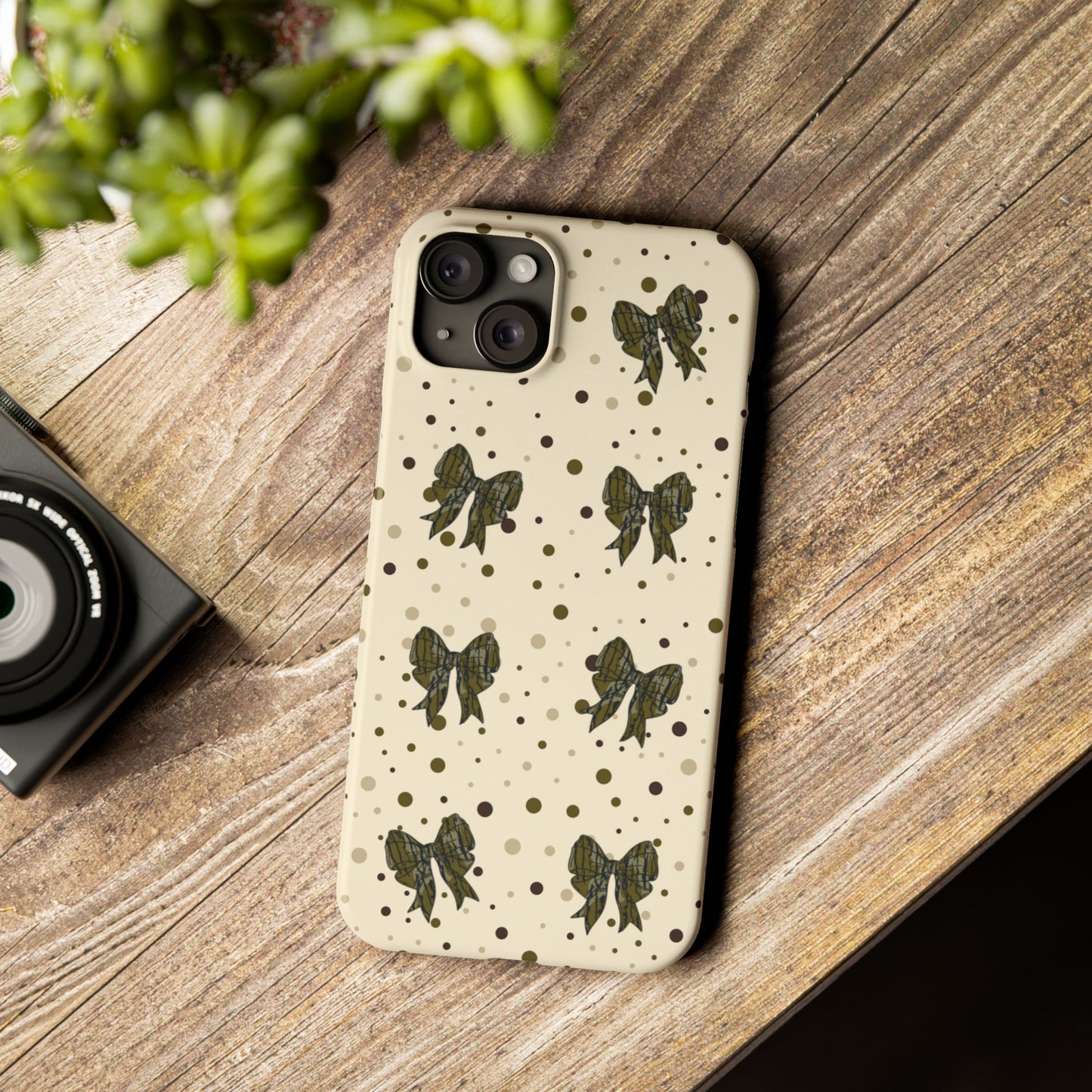 Bottomland Camouflage Coquette Bows & Polka Dot Slim IPhone Case