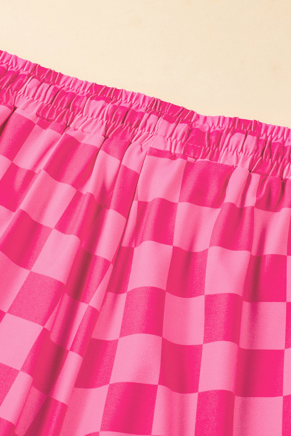 Checkered Drawstring Elastic Waist Casual Shorts